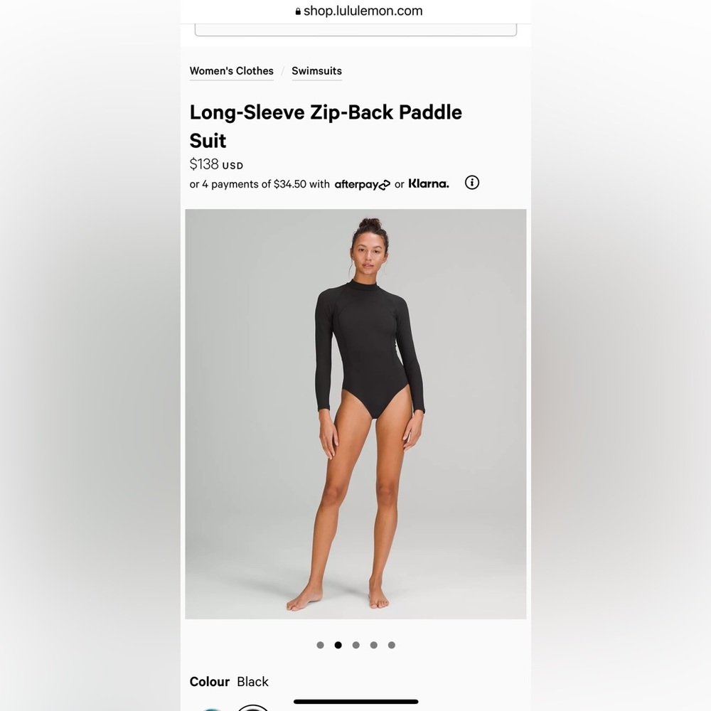 Lululemon Long-Sleeve Zip-Back Paddle Swim Suit